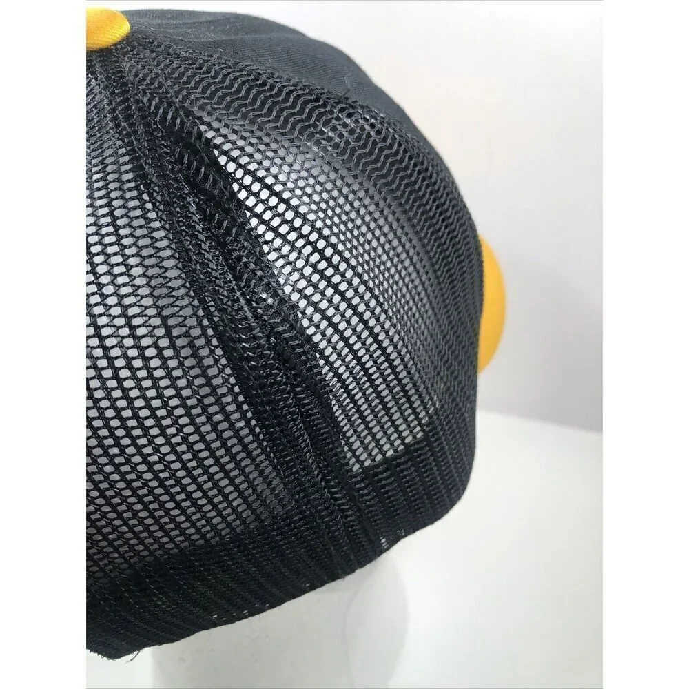 Vintage CAT Caterpillar Hat Mesh Trucker Snapback Baseball Cap Black Yellow
